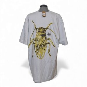 Stussy Roach Graphic T Shirt XL Fog White Short Sleeve Mens Made in Honduras‎